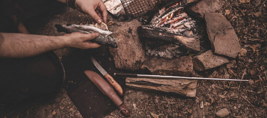 Handmade Finnish Fish and Fillet knife made from ultra high carbon steel and curly birch handle. The knife floats. Comes with a handmade leather sheath. 